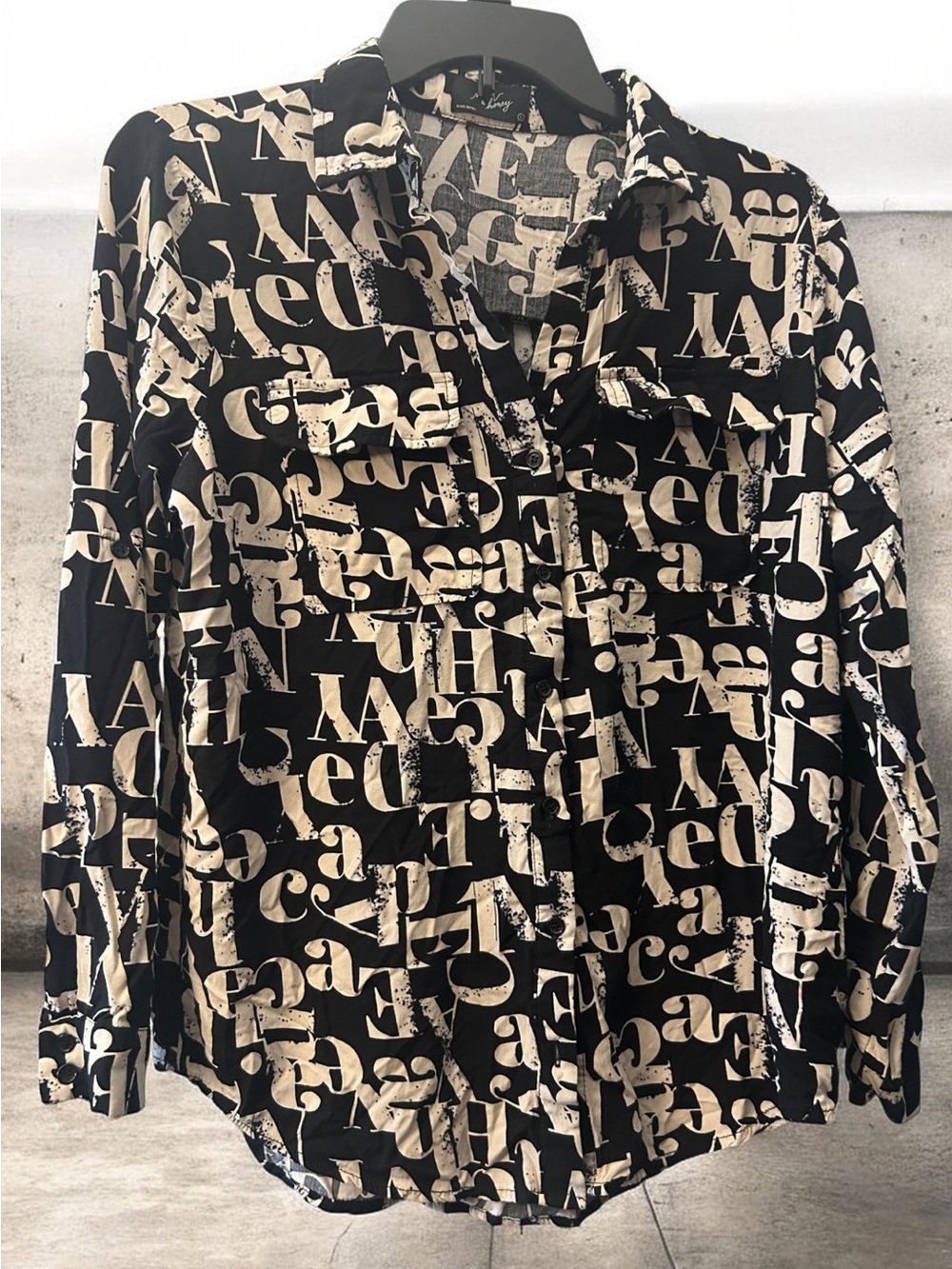 milk & honey Black and Cream Printed Blouse